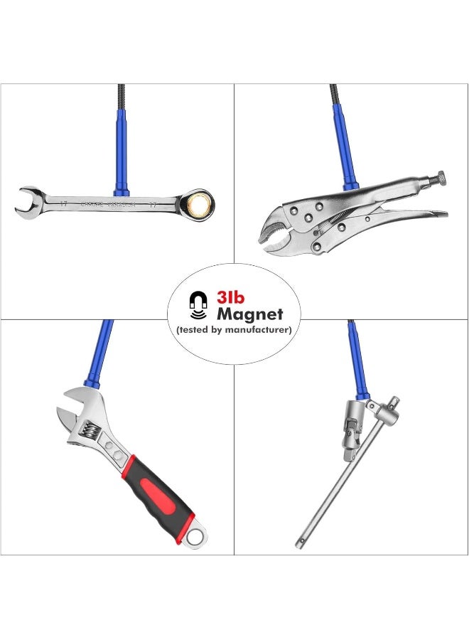Housolution Grabber Tool Magnetic Four-claw Picker, Bendable Hose Reacher Pickup Sweeper with LED Lights, Flexible Long Handy Reaching Assist Tool for Litter Pick/Home Sink/Drain - Blue - Image 3